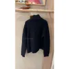 Loro Piano Winter Womens Sweaters Navy Blue Cashmere Woven Turtleneck Long Sleeve Knitwear WIHP
