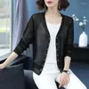 Tricots pour femmes 2024 automne été Cardigan femmes évider châle tricoté pull femme Cardigans mince veste manteau dames hauts