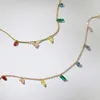 Ожерелья с подвесками Ins Raindow Water Drop, кубический цирконий, красочное ожерелье Boby, колье из пресноводного жемчуга, водонепроницаемые ювелирные изделия из нержавеющей стали