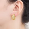 Orecchini con zircone completo a goccia lucida di vendita calda con perno per le donne Cerchi robusti in oro giallo 14k con cava leggera Gioielli di moda