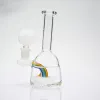 6 polegadas Rainbow Oil Rig Hookah Mini Branco Dab Vidro Bong Chuveiro Perc Pequeno Tubo de Água de Vidro com Tigela de 14mm LL