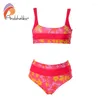 Traje de baño para mujer Andzhelika Patchwork Print Tank Traje de baño para mujeres Bikinis deportivos Conjunto de talle alto Dos piezas Traje de baño Ropa de playa