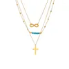 Pendant Necklaces DIEYURO 316L Stainless Steel Gold Color Cross Necklace For Women Girl Fashion Waterproof Neck Chain Jewelry Holiday Gift