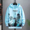 Sweatshirts voor mannen Losse blauwe manga Herenkleding Anime Hoodies met capuchon Luxe welkomstdeal Designer sweatshirt Emo Streetwear 240119