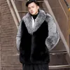デザイナー秋/冬のメンズファーコートファッション大規模濃厚な暖かいミンクミッドレングスNJ91