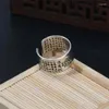 Cluster Rings Silver Color Buddhist Ring For Women Tibetan Prayer Copper OM Mantra 7 Chakras Good Luck