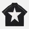 Men's T Shirts Retro Star Pattern Printing Relaxed And Casual High Street Hip-hop Fashion Goth Men Women With Zipper T-shirts.