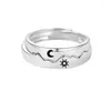 Bagues de cluster Sun Moon Couple Ouvert Bague réglable Cuivre Argent Plaqué Gothique Mariage Jewlery Cadeau Amis pour la plupart des femmes hommes