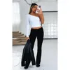 Women's Pants Women Low Waist Solid Flare Slim Fit Full Length Legging Streetwear Capris Trousers Female Clothes 2024 Spring