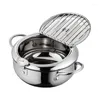 Pans Japanese Deep Frying Pot With A And Lid 304 Stainless Steel Kitchen Tempura Fryer Pan 20 24 Cm