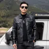 Men's Jackets Black Motor Jacket For Men PU Leather Solid Colors Autumn Winter Biker Lapel Zippers Outwears Imitation Genuine