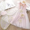 Girl Dresses Teen Summer Dress Butterfly Costume Princess Children Girls Sleeveless Cotton Mesh Clothing