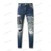 Amirs Designer Herrenjeans Lila Jeans High Street Hole Star Patch Herren Damen Amirs Star Stickerei Panel Hose Stretch Slim-Fit Hose Hose 03