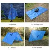 Regenmäntel 3 in 1 Regenmantel Rucksack Regenschutz Wasserdichter Mantel mit Kapuze Wandern Radfahren Poncho Outdoor Camping Zelt Matte