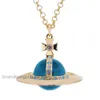 Designer Luxury Jewelry VivienenWestwoods Satellite Viviane Westwood Empress Dowager Western Large Stereo Saturn orb20mm Crystal Ball UFO Halsband Kvinnlig svett