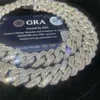 Bracelet de rappeur Hip Hop personnalisé épais 15mm Vvs Moissanite Baguette diamant Miami chaîne à maillons cubains pour hommes Oem chaîne cubaine en argent 925