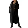 Women's Trench Coats Solid Color Cotton Coat Long Sleeve Hooded Midi Length Winter