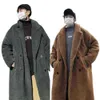 повседневная длинная модная куртка из овечьей шерсти, мужское зимнее пальто, утепленная теплая флисовая ветровка с длинными рукавами, большая свободная куртка 12SC4