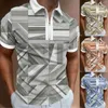 Polos pour hommes Retro Man's Polo Tee Tops Holiday Beach Revers Zipper T-shirt à manches courtes Patchwork Sportswear Lounge Home-Wear Vêtements pour hommes