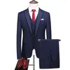Men's Suits 2024 Business Formal Men Solid 1-Button Blazer Pants Marriage Tuxedo Male 3 Piece Suit Slim Blazers Vest Sets