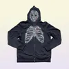 Men's Hoodies Y2K Full Zip Up Hoodie Men Autumn Winter Gothic Rhines Web Sweatshirt Hip Hop Grunge Skeleton Oversized Jacket4947383