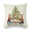 Party Decoration Christma Tree Cartoon Cute Animal Linen Throw Cushion Pillow Cover Farmhouse Home Decor Xmas 2024 Year Pudow Case 45x45cm