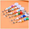 Sile Bead Retractable Badge Reel Key Rings Bpa Colorf Teething Chains Id Holder Belt Clip Jewelry Gift Drop Delivery Dhcgz