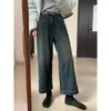 Jeans pour femmes droites femmes classiques taille haute taille large jambe longueur cheville pantalon en denim streetwear 2024