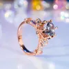 Cluster Ringe Luxus 2 Blume Hochzeit Band Zirkonia Diamant Für Frauen Echt S925 Sterling Silber Engagement Edlen Schmuck 2024