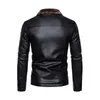 Jaqueta de couro outono inverno motociclista masculino casual motocicleta lapela pelúcia térmica m4xl 240125