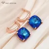Dangle Earrings S&Z DESIGN Fashion Classic Simple Square Crystal Drop 585 Rose Gold Color Eardrop For Women Wedding Jewelry Gift