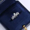 Cluster Ringe 2 Stück Luxus Krone Damen Ehering Romantisches Brautpaar Verlobungsschmuck Zirkonia 925 Sterling Silber