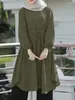 Ethnic Clothing ZANZEA Fashion Women Long Sleeve Solid Tops Tunic Vintage Muslim Abaya Blouse Spring Dubai Turkey Hijab Shirt Oversize