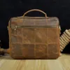 Leaokuu Men Real Leather Antique Style Coffee Briefcase Business 13ラップトップケースアタッシングメッセンジャーバッグポートフォリオB207-D 240201