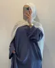 Etnische kleding moslim mode satijn abaya met zakken riem hijab jurk gesloten abaya's voor vrouwen Dubai Turkije Ramadan Eid Islam Afrikaanse