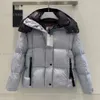 Designer para baixo parkas curto bordado emblema cor bloco engrossado quente puffer breadsuit jaqueta feminina casaco de inverno tamanho 0/1/2/3