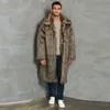 Designer Fashion Autumn and Winter Mens Square Collar Imitation Fur Long Coat Thick Warm Large ZY8K