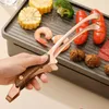 Werkzeuge Lebensmittel Tong Tee Clamp BBQ Werkzeug Wärme Isolierte Anti-verbrühungen Grill Fleisch Clip Leicht Zu Reinigen Wooen Griff aus Edelstahl