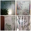 緑の植物の葉のつる花の花シャワーカーテン印刷現代の北欧のミニマリストポリスターホーム装飾バスルームカーテンフック240125