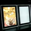 Lâmpada de parede fina led caixa de luz magnética restaurante placa de menu cristal acrílico po quadro cartaz lightbox montado exibição de publicidade