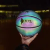 PU Basketball Reflective Ball Glow Basketball Herrkvinnor Training Ball Outdoor Indoor Ball Glowing Luminous Basketbol Gift 240127