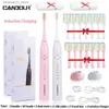 Toothbrush CANDOUR Sonic electric toothbrush waterproof 15 mode IPX8 replaceable toothbrush head USB charger Q240202