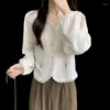 Женские блузки Hikigawa 2024, шикарная модная блузка с цветочной вышивкой и v-образным вырезом, винтажная элегантная рубашка, универсальная повседневная милая блузка, топ Mujer De