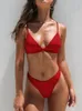 Bikinis de moda de banho feminina 2024 Mulheres fêmeas sexy fêmeas de banho sólidas Biquíni sólido Conjunto preto de Biliússia Brasque