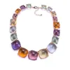 Chaînes Grand Plaqué Métal Gold Collier Collier Femmes Bijoux Multicolore Collier Transparent