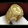 Cluster Ringen Ring Mannen Trends 2024 Kroon Leeuw Schild Badge 18k Geel Goud Kleur Royal Seal Heren Voor party Gift Jongen