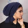 Ethnische Kleidung Muslimische Frauen Hijab Hut Plissee Turban Beanie Bonnet Kopftuch Haarausfall Chemo Cap Kopfwickel Bandanas Stirnband Turbante Mujer