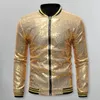 Vestes pour hommes hommes mâle paillettes élégant mince à manches longues veste de baseball manteau fermeture éclair costume de fête de mariage nuit clubwear