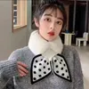 Scarves Ladies Keep Warm Faux Fur Scarf Women Wool Stitching Rabbit Cross Plush Snood Collar Cute Girl Scarfs