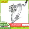 Cluster Rings Luxury 18K White Gold Moissanite Diamond Ring Solitaire VVS 0,5 Carar / 1 2 Wedding Band Fine Jewelry for Women
